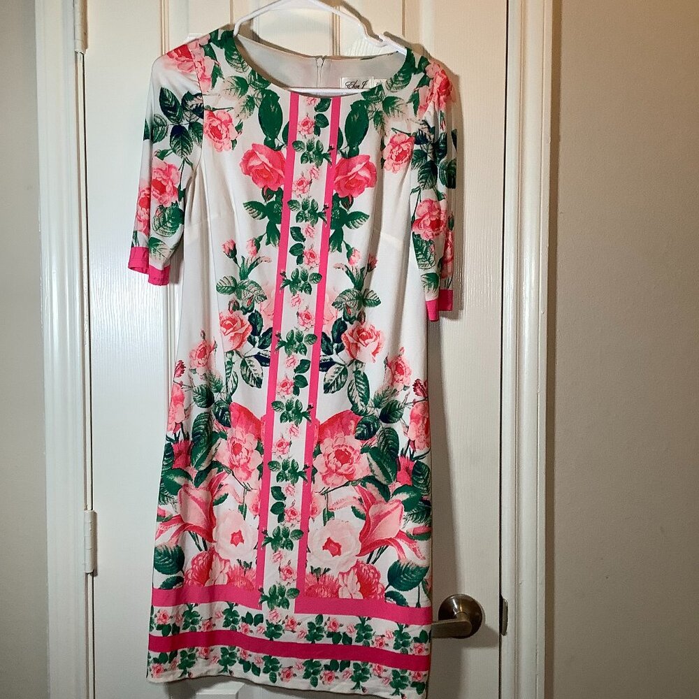 Eliza J Pink Floral Stretch Tunic Dress